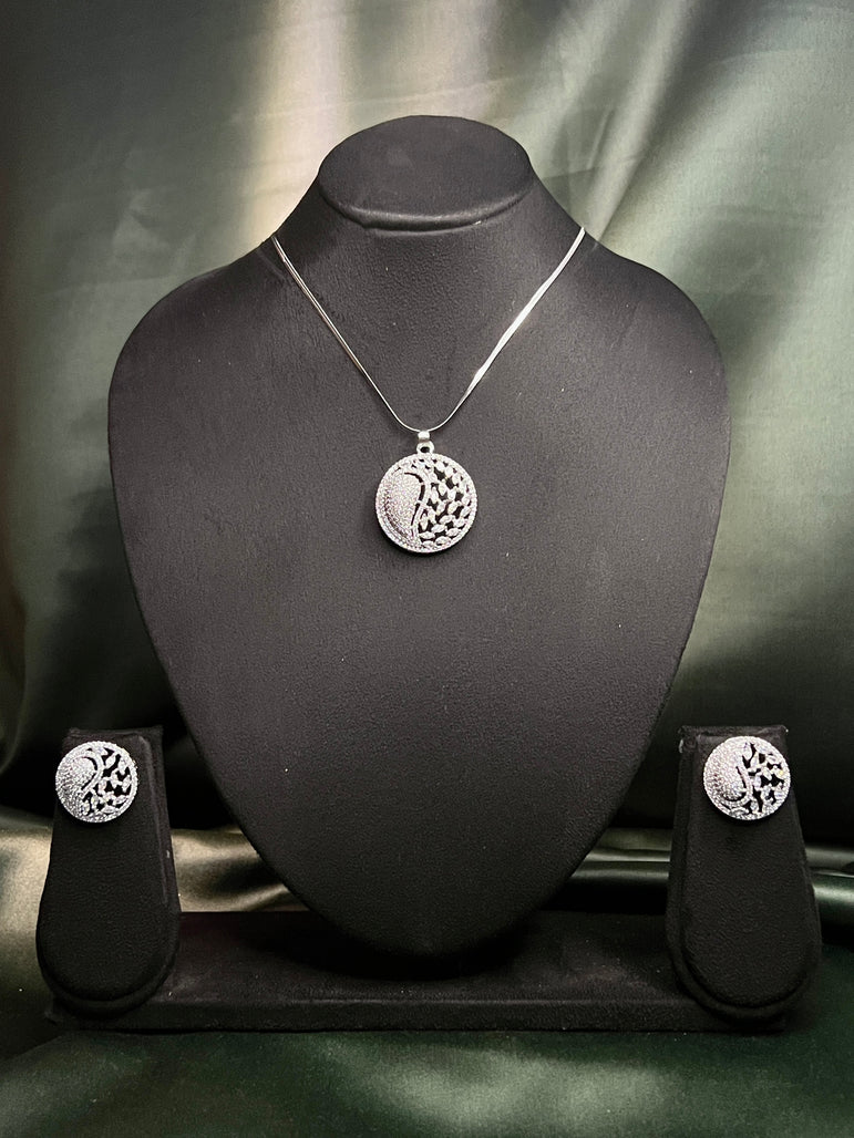 Pendant With Chain And Earring Set P0025